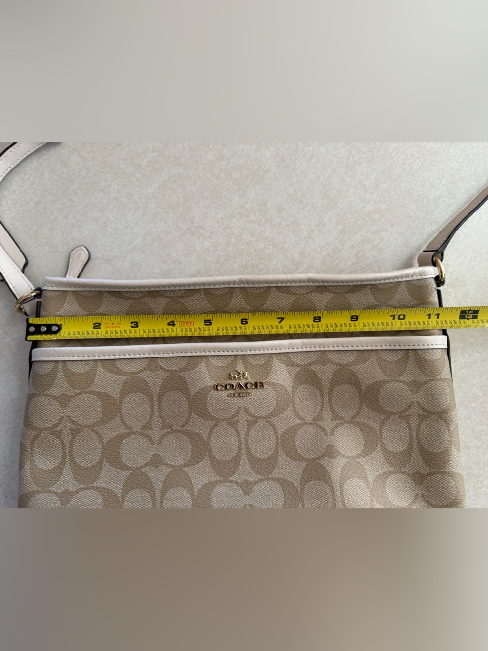 Coach Signature Canvas Crossbody Bag in Khaki/Chalk with Matching Wallet EUC - Picture 8 of 15